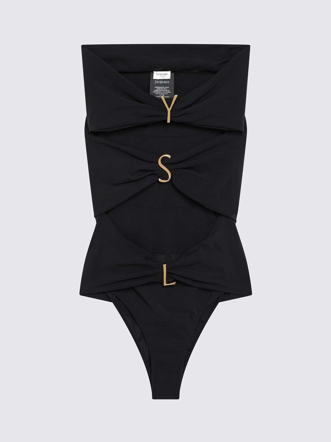 SAINT LAURENT BADEMODE: Cut-out-Badeanzug Saint Laurent mit YSL-Monogramm und Herzausschnitt, Schwarz - Img 2