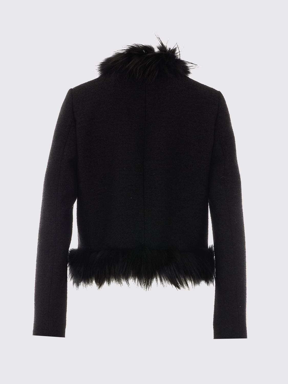 FENDI ABRIGO: Abrigo corto de botonadura sencilla Fendi en mezcla de lana con cuello alto, Negro - Img 3