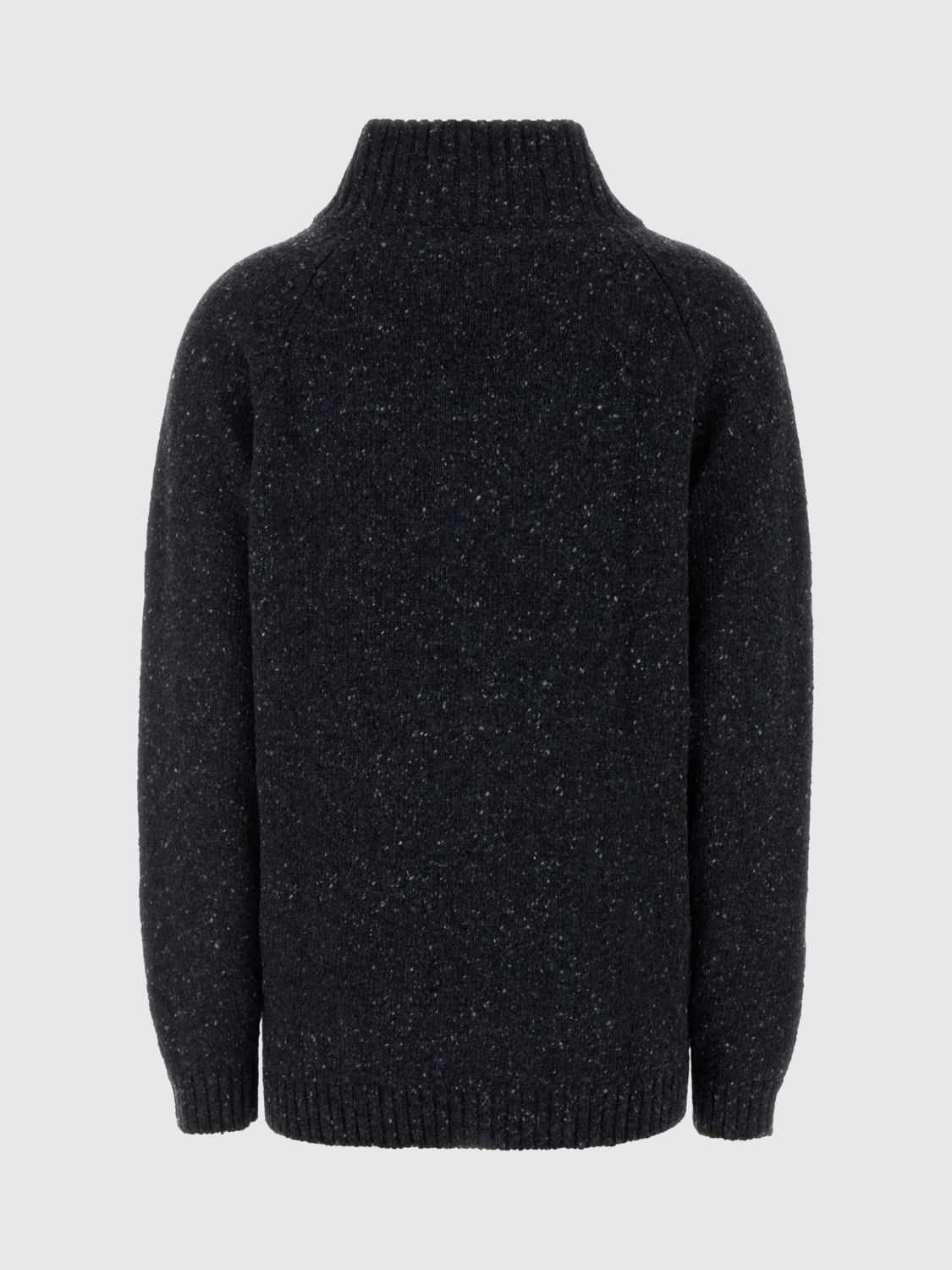 GIMAGUAS MAGLIA: Dolcevita Gimaguas in misto lana riciclata con zip parziale e spalle cadute, Nero - Img 3