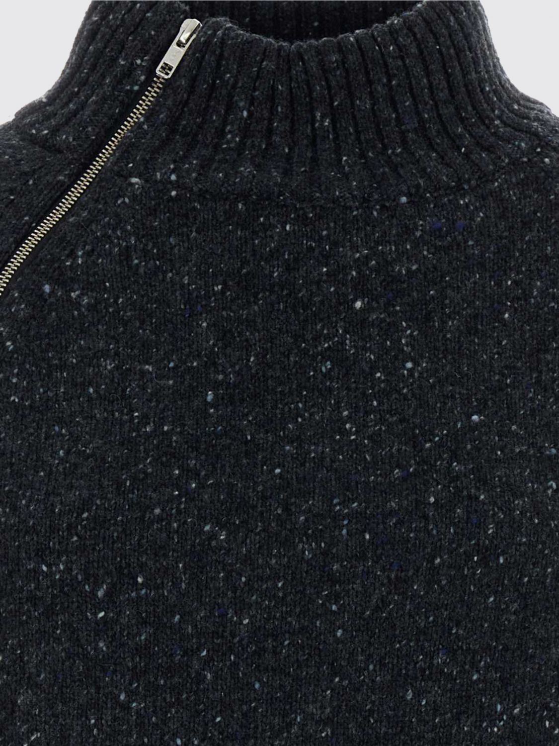 GIMAGUAS MAGLIA: Dolcevita Gimaguas in misto lana riciclata con zip parziale e spalle cadute, Nero - Img 4