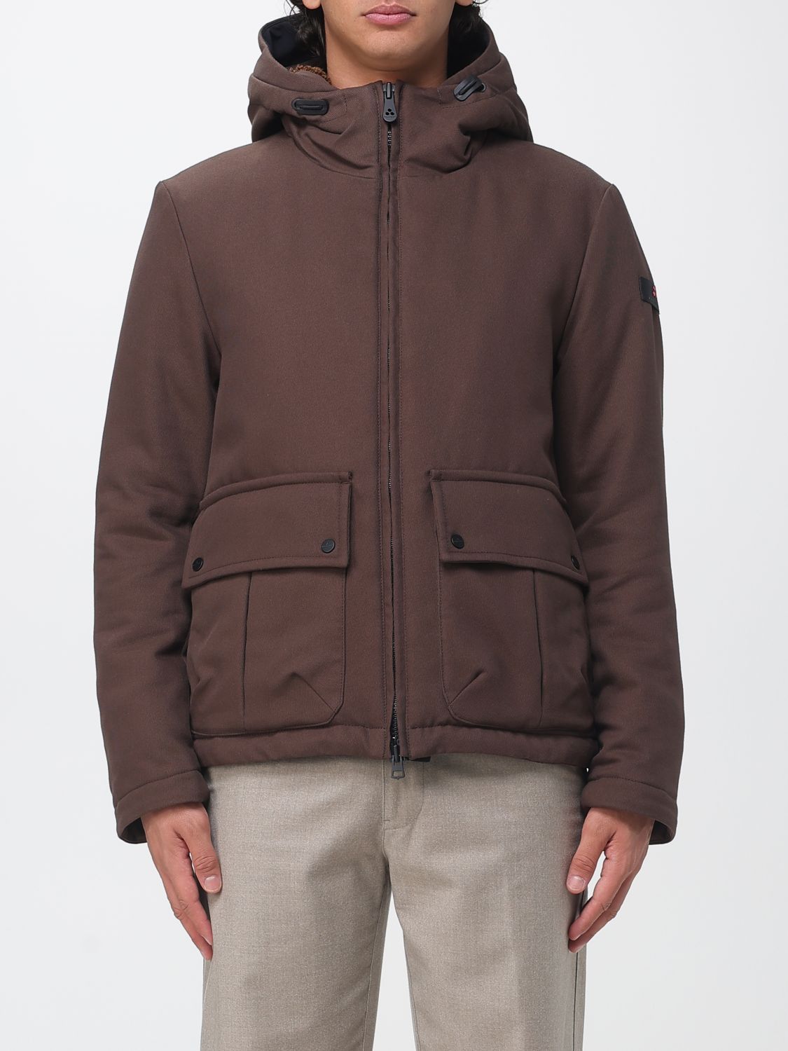 PEUTEREY 재킷: PEUTEREY 듀갈 숏 나일론 윈드브레이커 재킷, 후드 및 PrimaLoft® 패딩, 커피 - Img 1