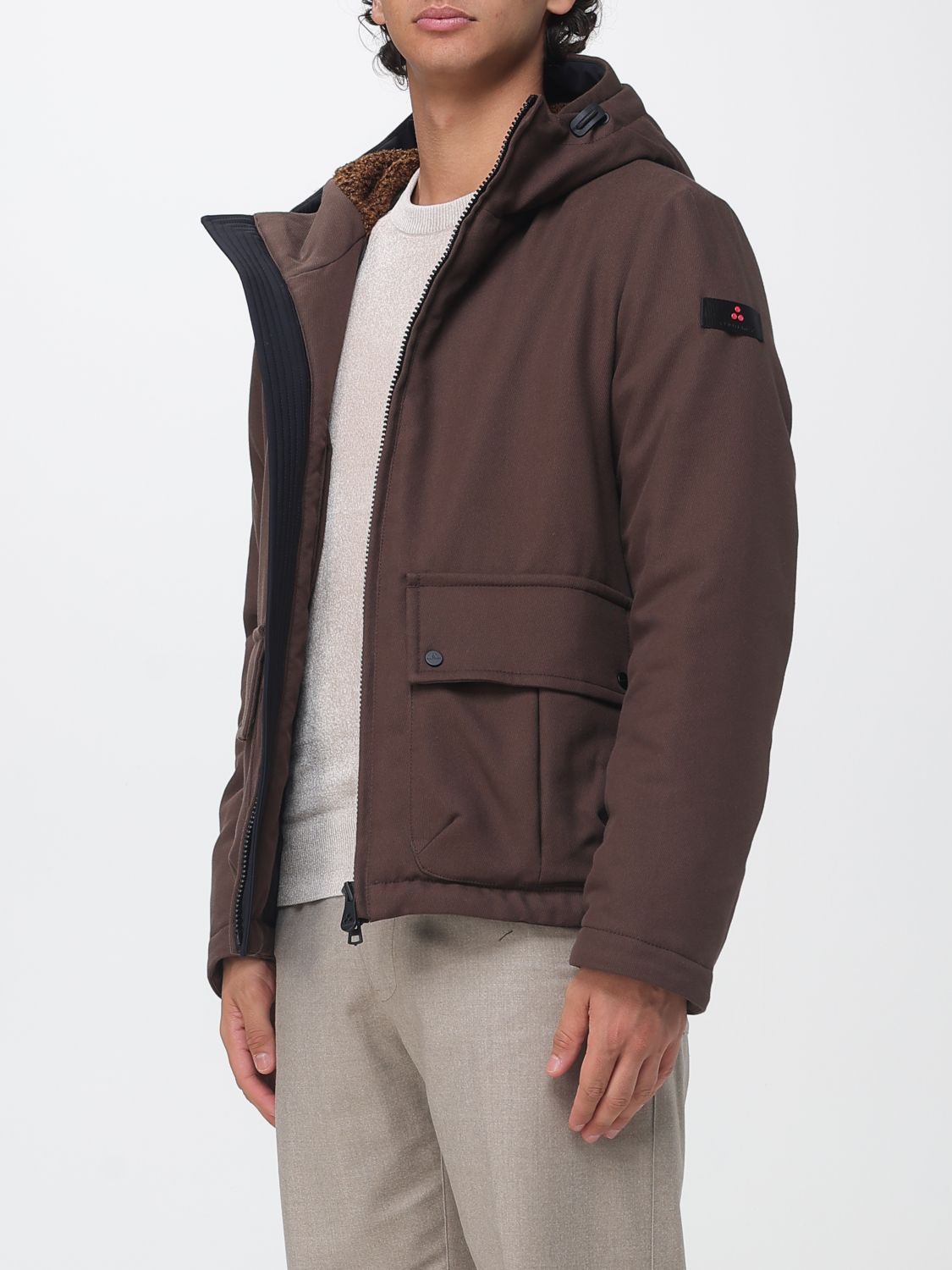 PEUTEREY 재킷: PEUTEREY 듀갈 숏 나일론 윈드브레이커 재킷, 후드 및 PrimaLoft® 패딩, 커피 - Img 3