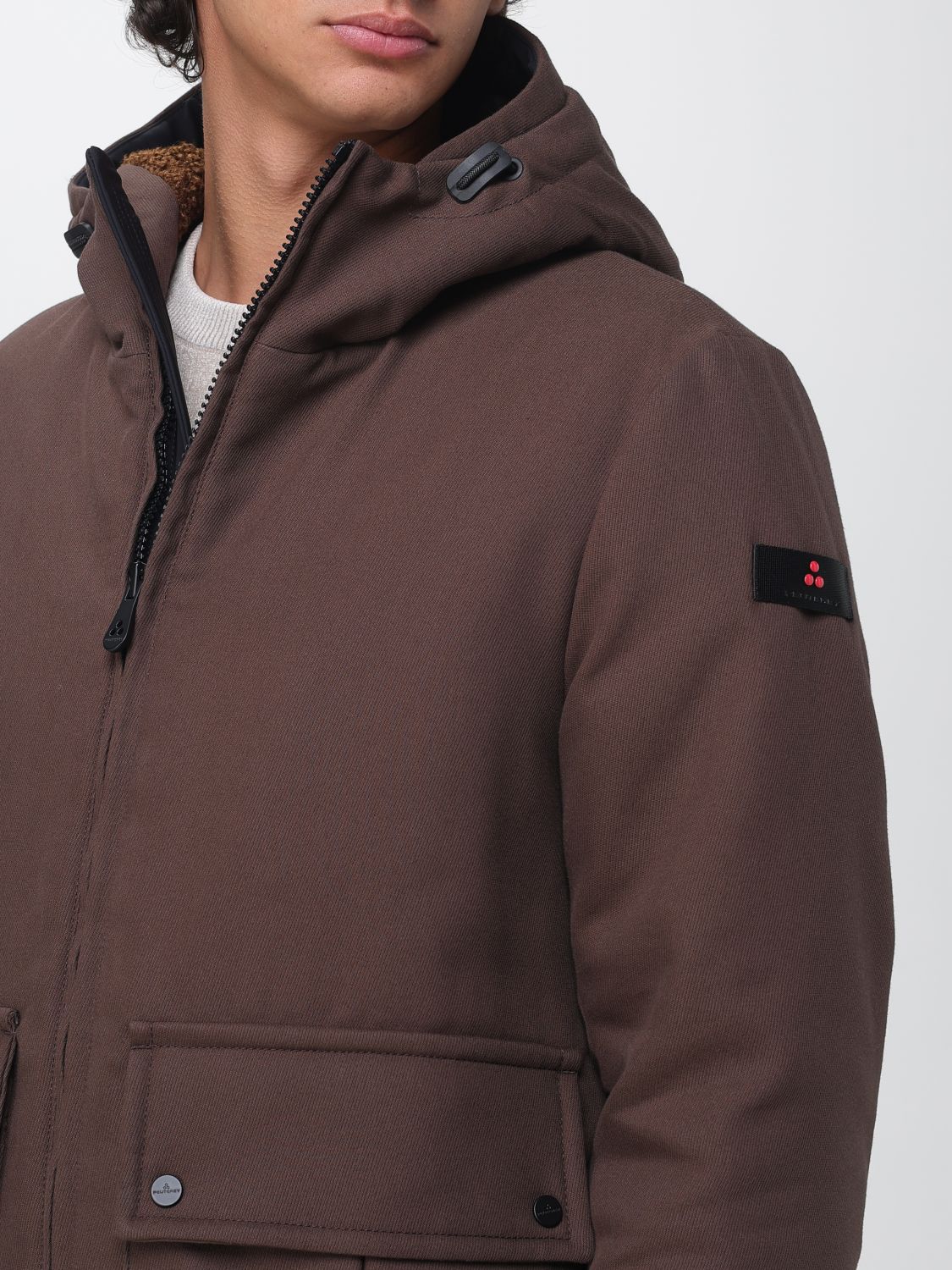 PEUTEREY 재킷: PEUTEREY 듀갈 숏 나일론 윈드브레이커 재킷, 후드 및 PrimaLoft® 패딩, 커피 - Img 4