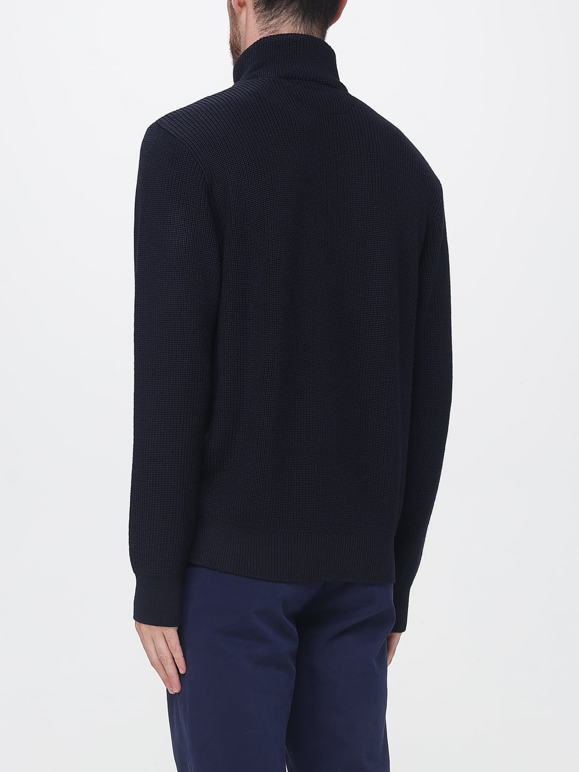 PAUL & SHARK SWEATER: Paul & Shark Long-Sleeved Wool Turtleneck Jumper with Ribbed Cuffs and Hem, Blue - Img 2