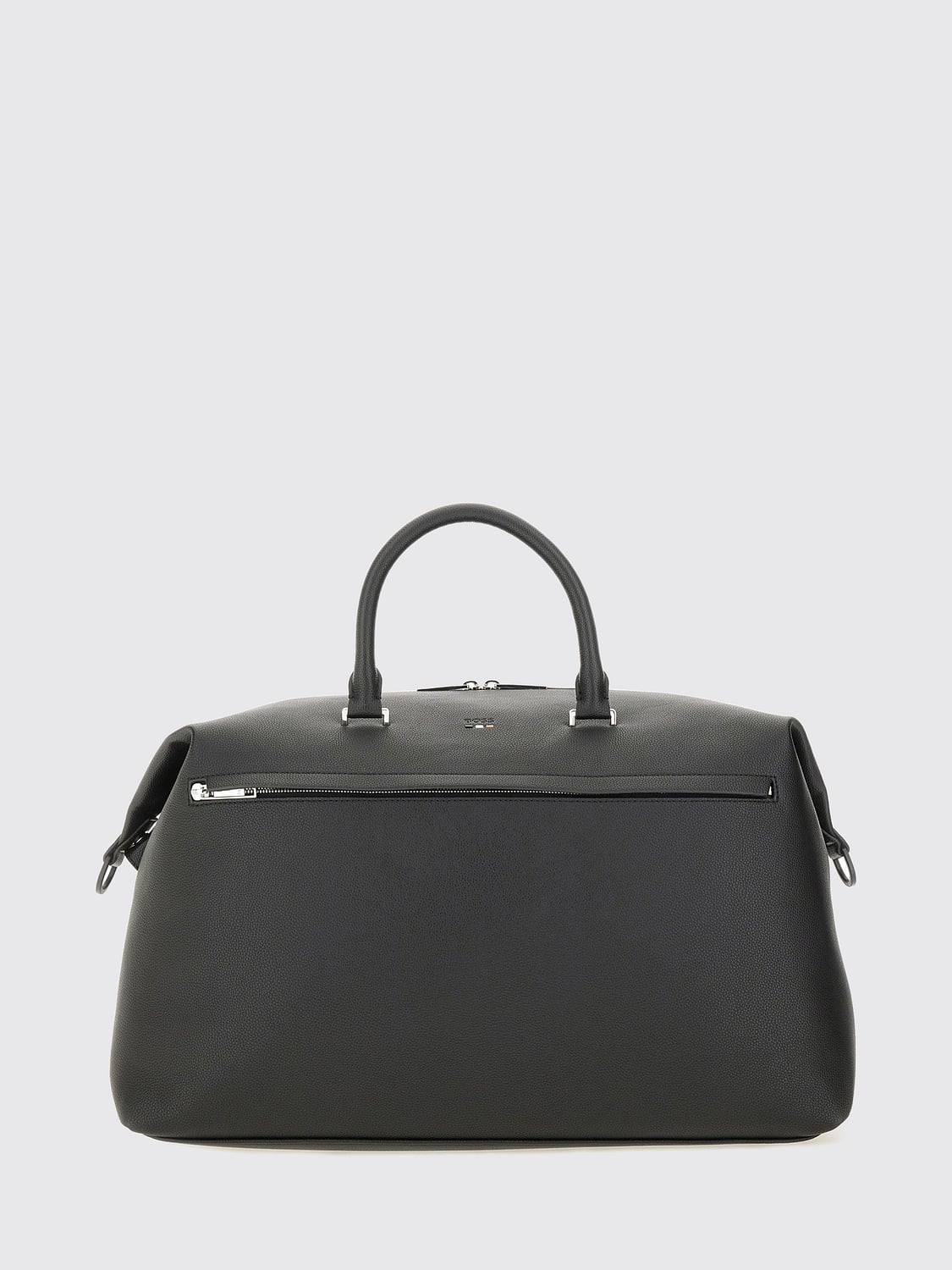 BOSS TRAVEL BAG: BOSS Grained Faux Leather Travel Bag with Embossed Logo, Black - Img 1