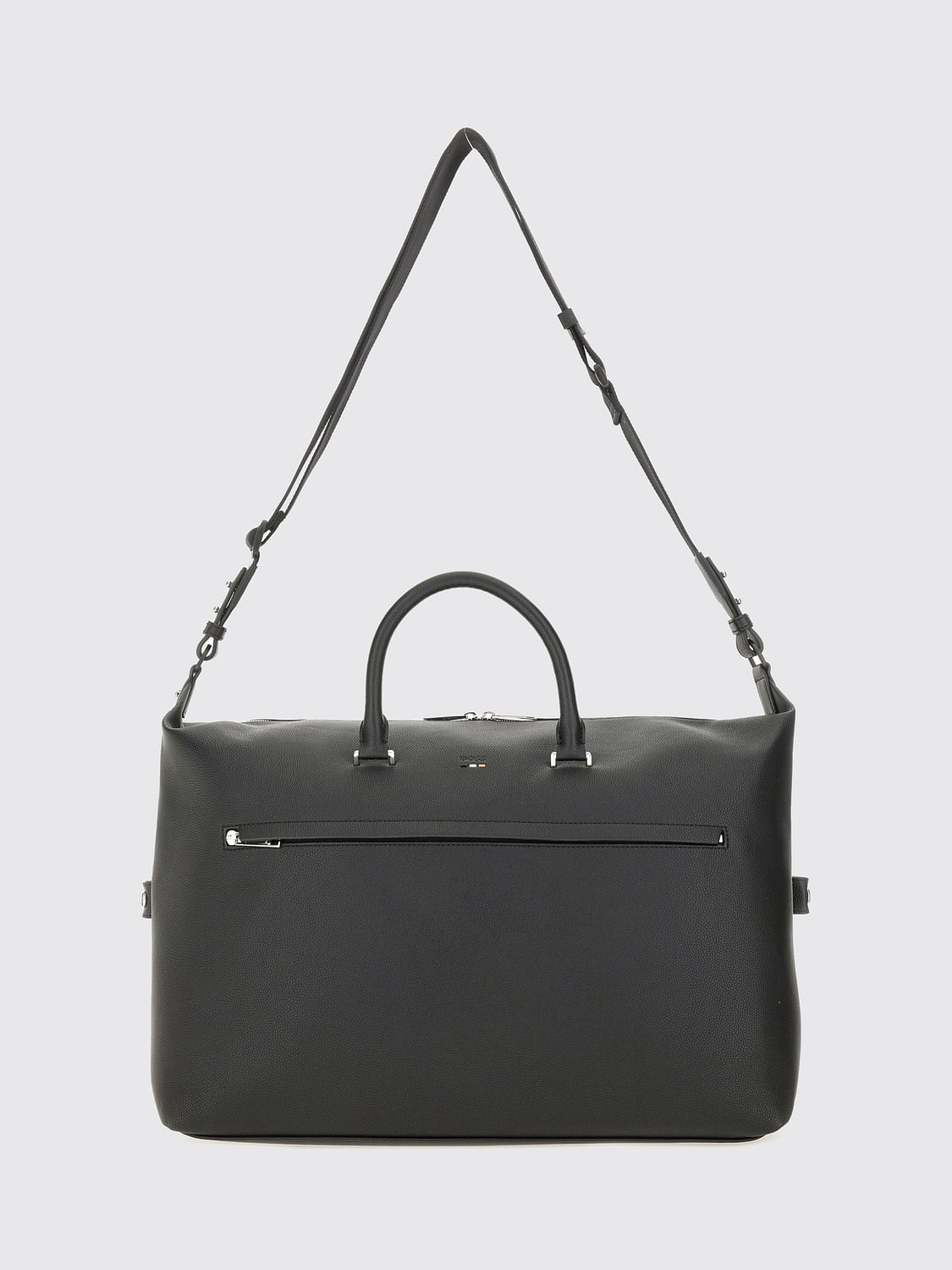 BOSS TRAVEL BAG: BOSS Grained Faux Leather Travel Bag with Embossed Logo, Black - Img 3