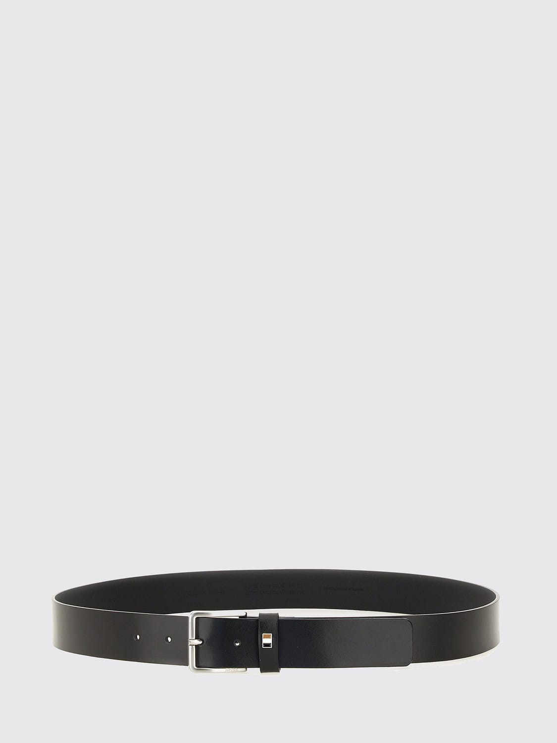 BOSS CEINTURE: Ceinture décontractée BOSS en cuir lisse avec logo appliqué et boucle à ardillon, Noir - Img 1