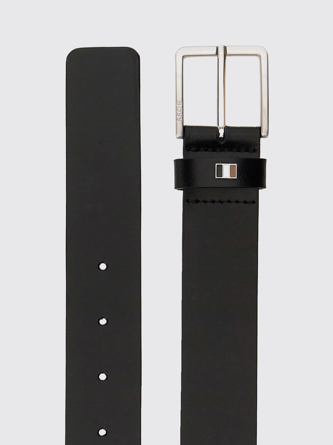 BOSS CEINTURE: Ceinture décontractée BOSS en cuir lisse avec logo appliqué et boucle à ardillon, Noir - Img 2