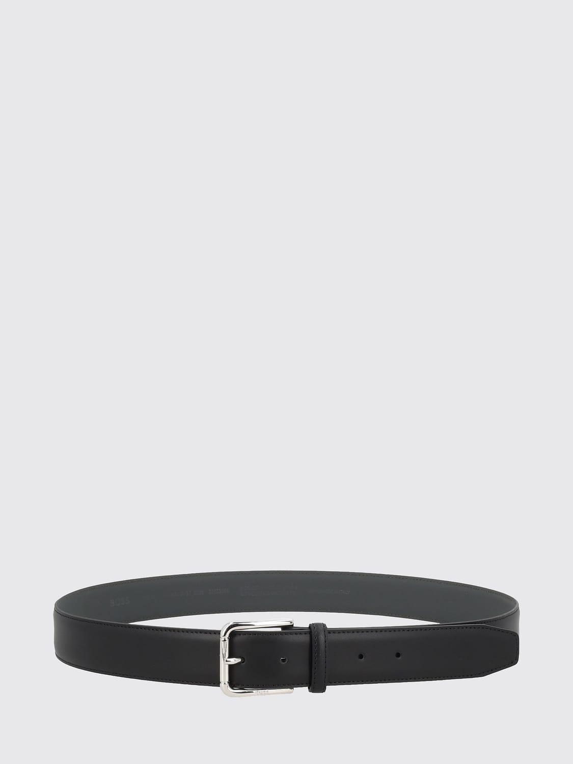 BOSS BELT: BOSS 3.5 cm Classic Leather Belt with Pin Buckle, Black - Img 1