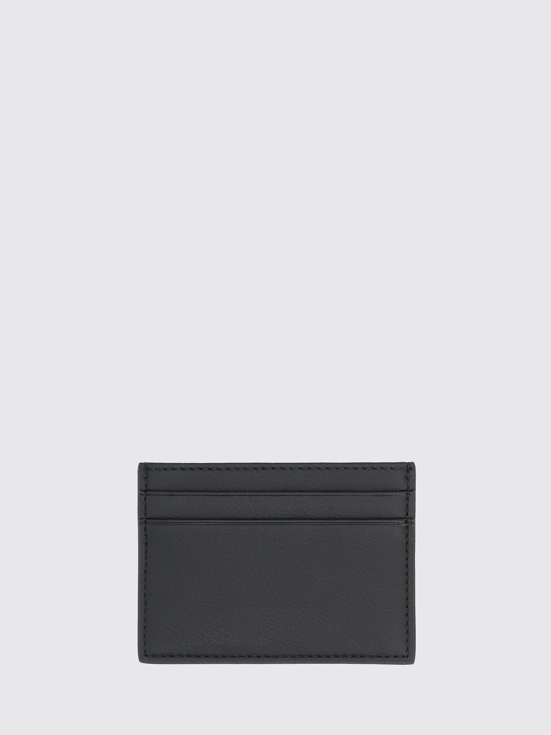 BOSS WALLET: BOSS Flat Leather Card Holder with Four Slots and Metal Logo, Black - Img 2
