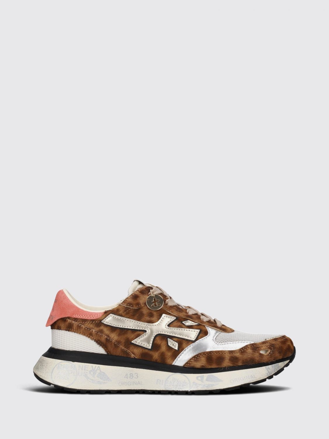 PREMIATA SNEAKERS: Lauryn Animal-Print Ponyfell-Sneakers Premiata mit Kristallverzierungen, Safari - Img 1