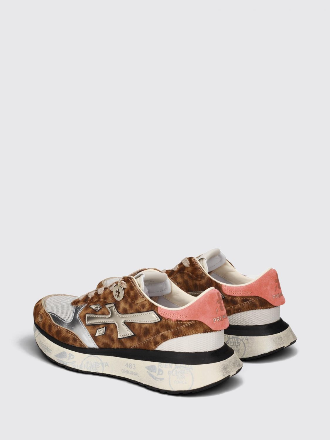 PREMIATA SNEAKERS: Lauryn Animal-Print Ponyfell-Sneakers Premiata mit Kristallverzierungen, Safari - Img 3
