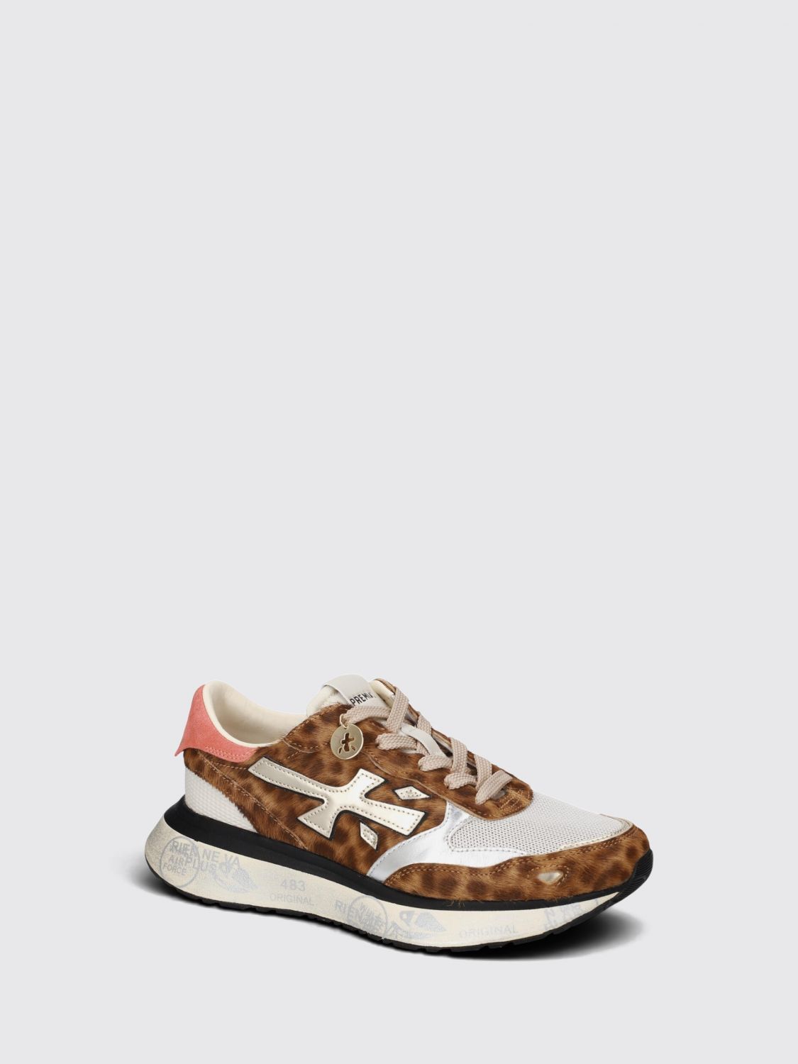 PREMIATA SNEAKERS: Lauryn Animal-Print Ponyfell-Sneakers Premiata mit Kristallverzierungen, Safari - Img 4