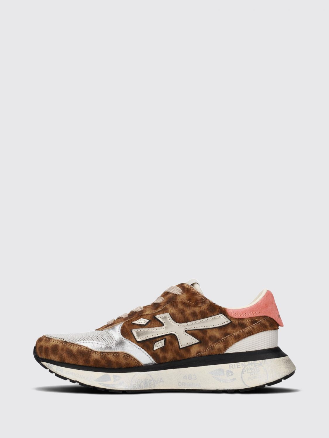 PREMIATA SNEAKERS: Lauryn Animal-Print Ponyfell-Sneakers Premiata mit Kristallverzierungen, Safari - Img 5