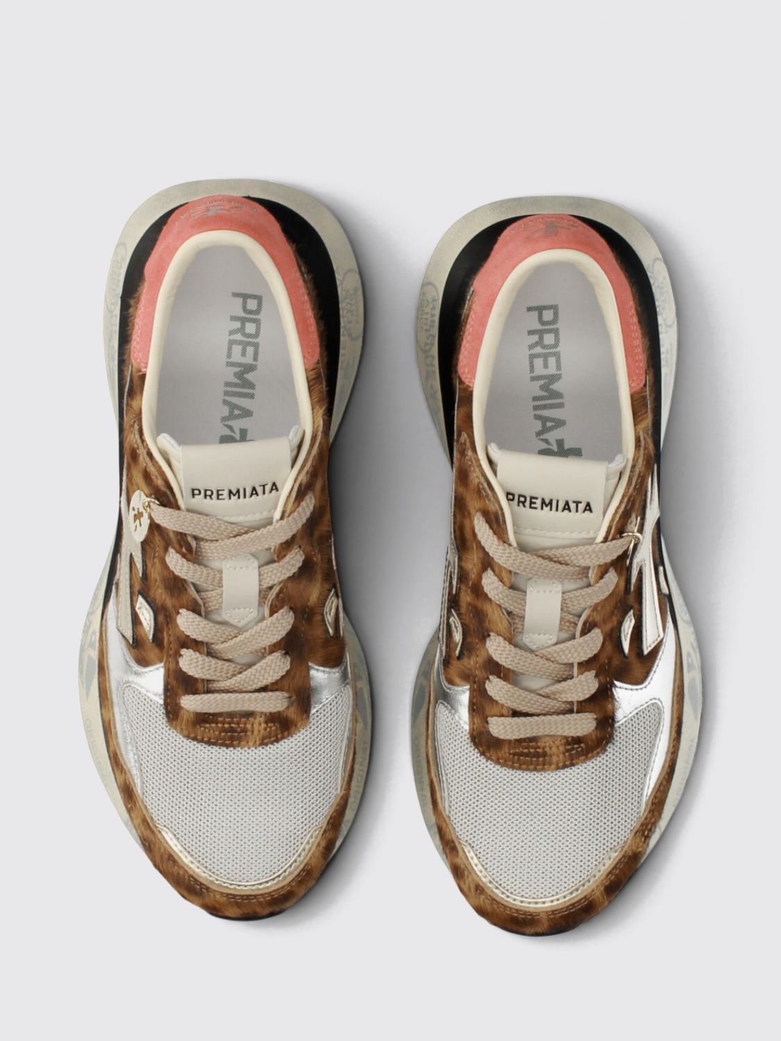 PREMIATA SNEAKERS: Lauryn Animal-Print Ponyfell-Sneakers Premiata mit Kristallverzierungen, Safari - Img 6