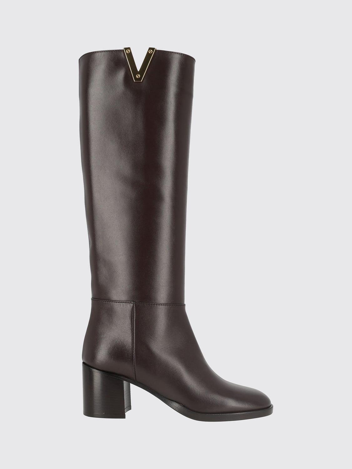 VIA ROMA 15 BOTTES: Bottes hautes Via Roma 15 en cuir lisse à talon moyen, Marron - Img 1