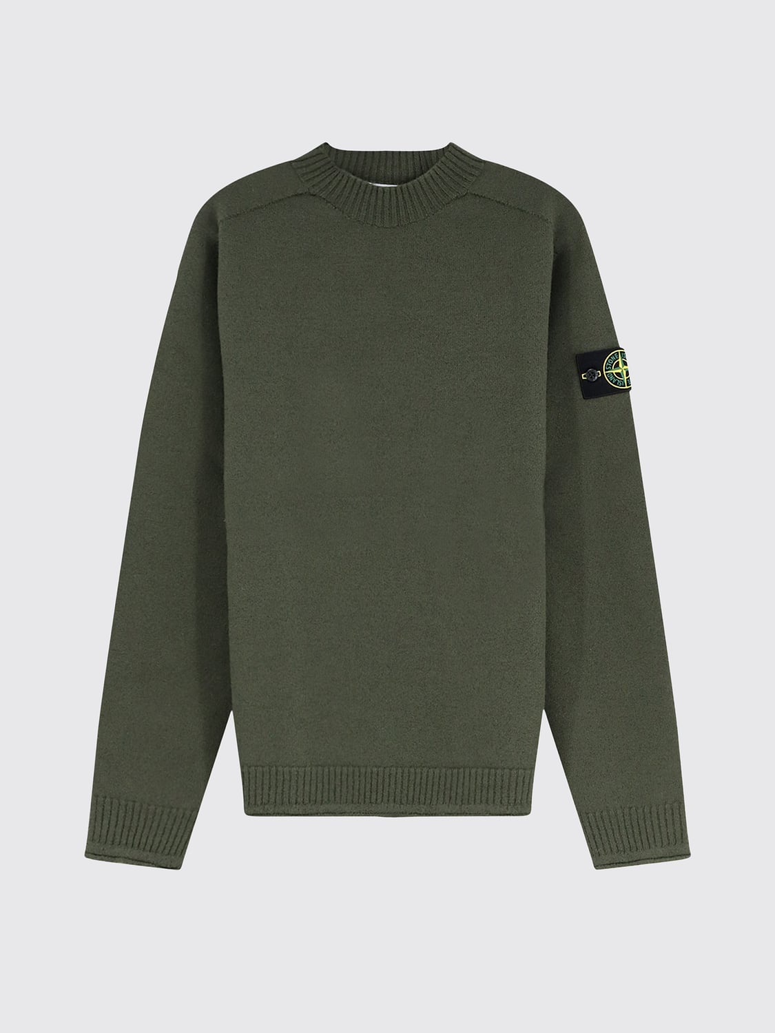 STONE ISLAND PULLOVER: Rundhalspullover Stone Island aus Schurwolle mit Compass-Logo-Patch, Grün - Img 2