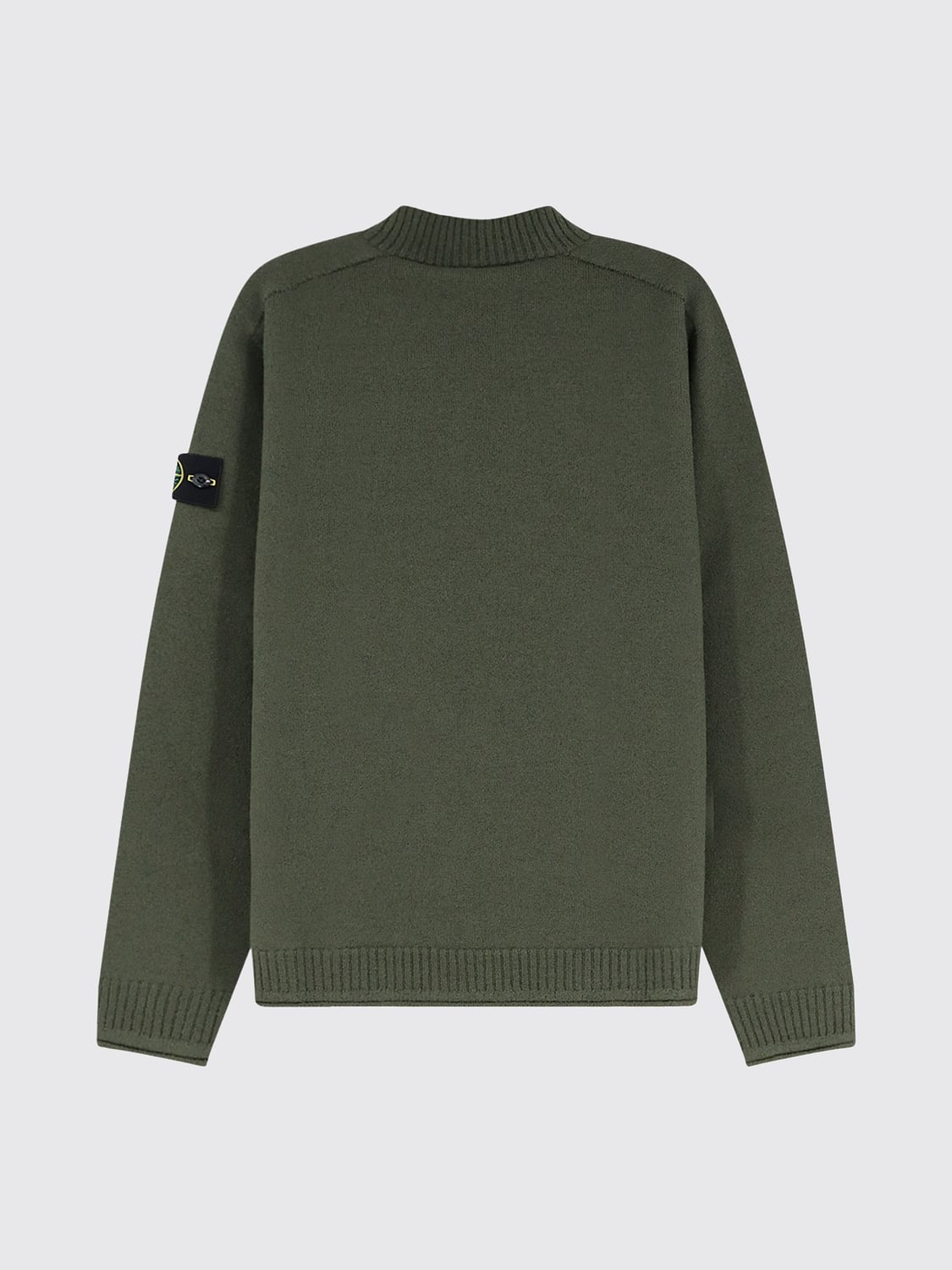 STONE ISLAND PULLOVER: Rundhalspullover Stone Island aus Schurwolle mit Compass-Logo-Patch, Grün - Img 3