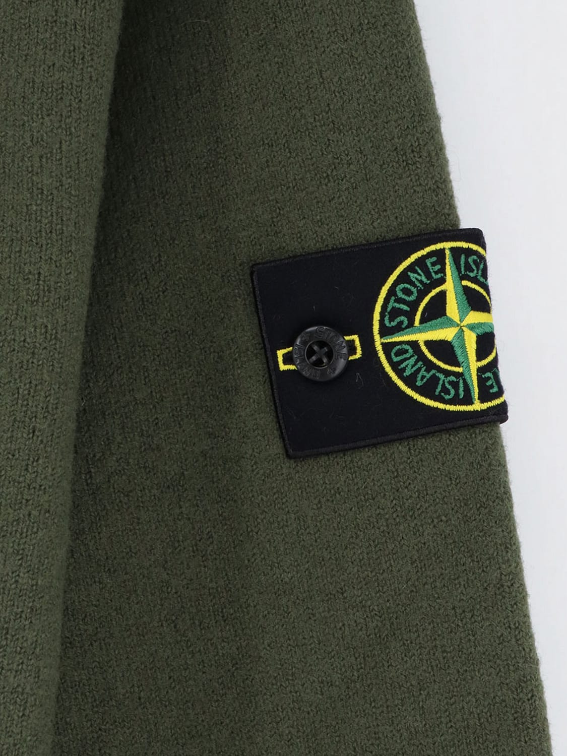 STONE ISLAND PULLOVER: Rundhalspullover Stone Island aus Schurwolle mit Compass-Logo-Patch, Grün - Img 4