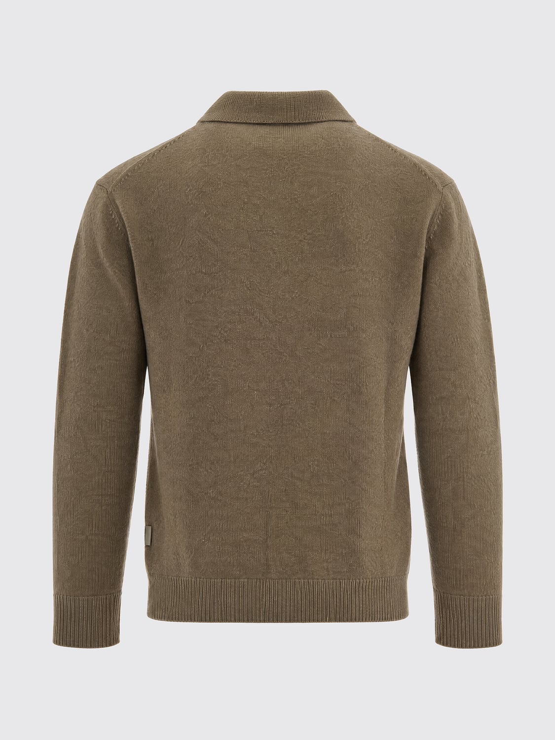 PAOLO PECORA POLO SHIRT: Paolo Pecora Long-Sleeved Knit Cotton Polo Shirt with Ribbed Collar, Dove Grey - Img 3