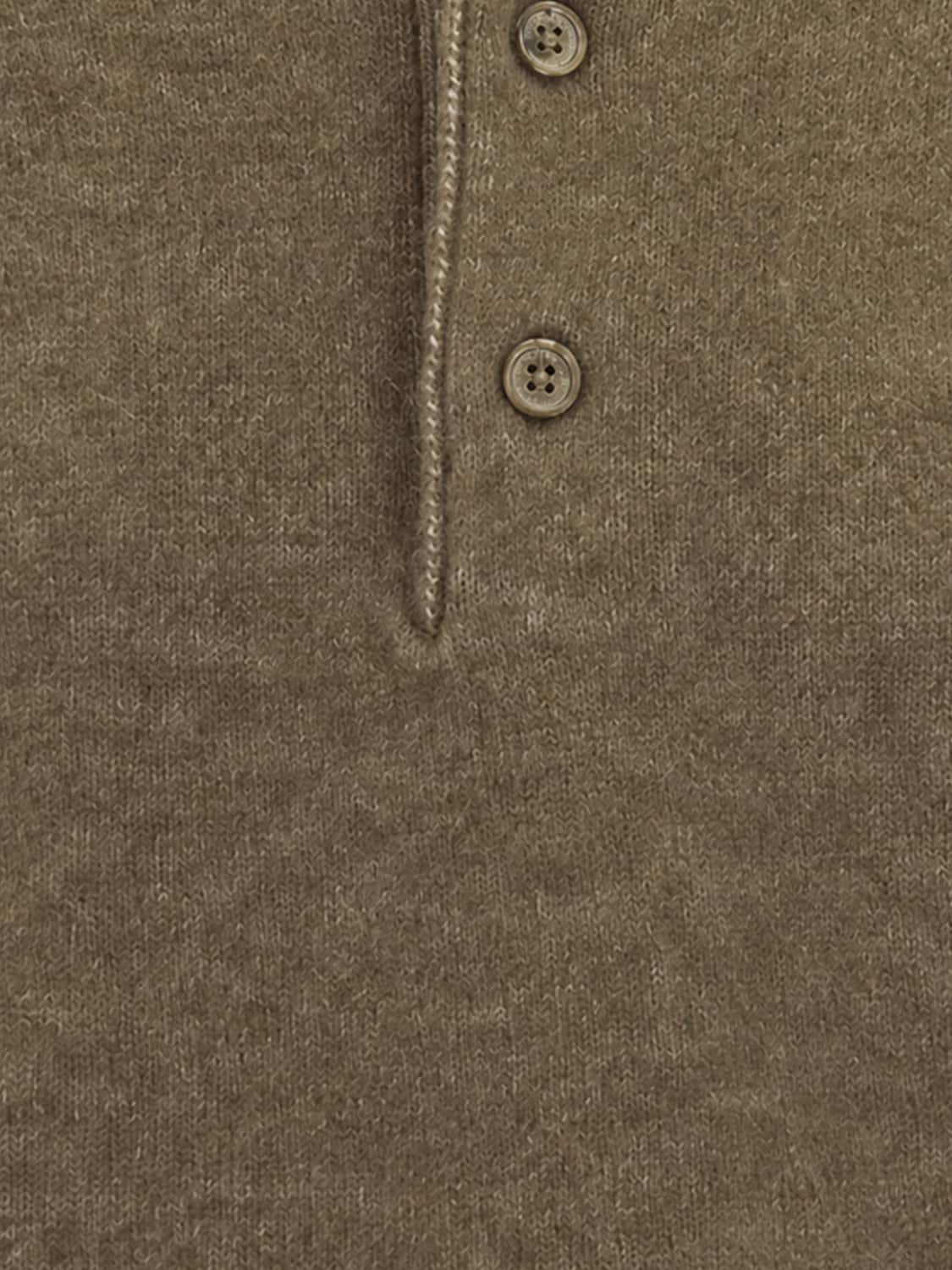 PAOLO PECORA POLO SHIRT: Paolo Pecora Long-Sleeved Knit Cotton Polo Shirt with Ribbed Collar, Dove Grey - Img 4