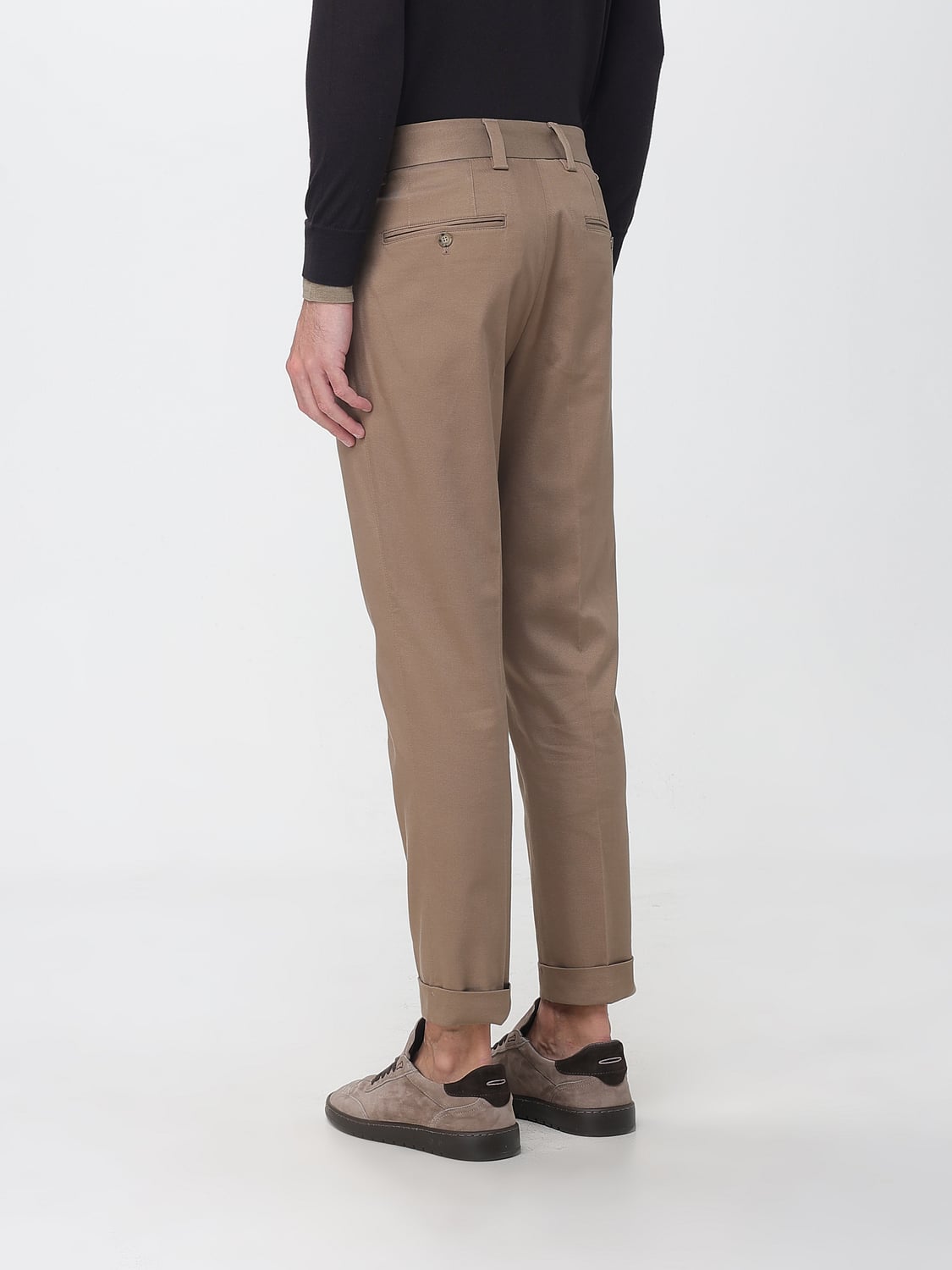 PAOLO PECORA PANTS: Paolo Pecora Duomo Slim Fit Pleated Cotton Chino Trousers, Grey - Img 2