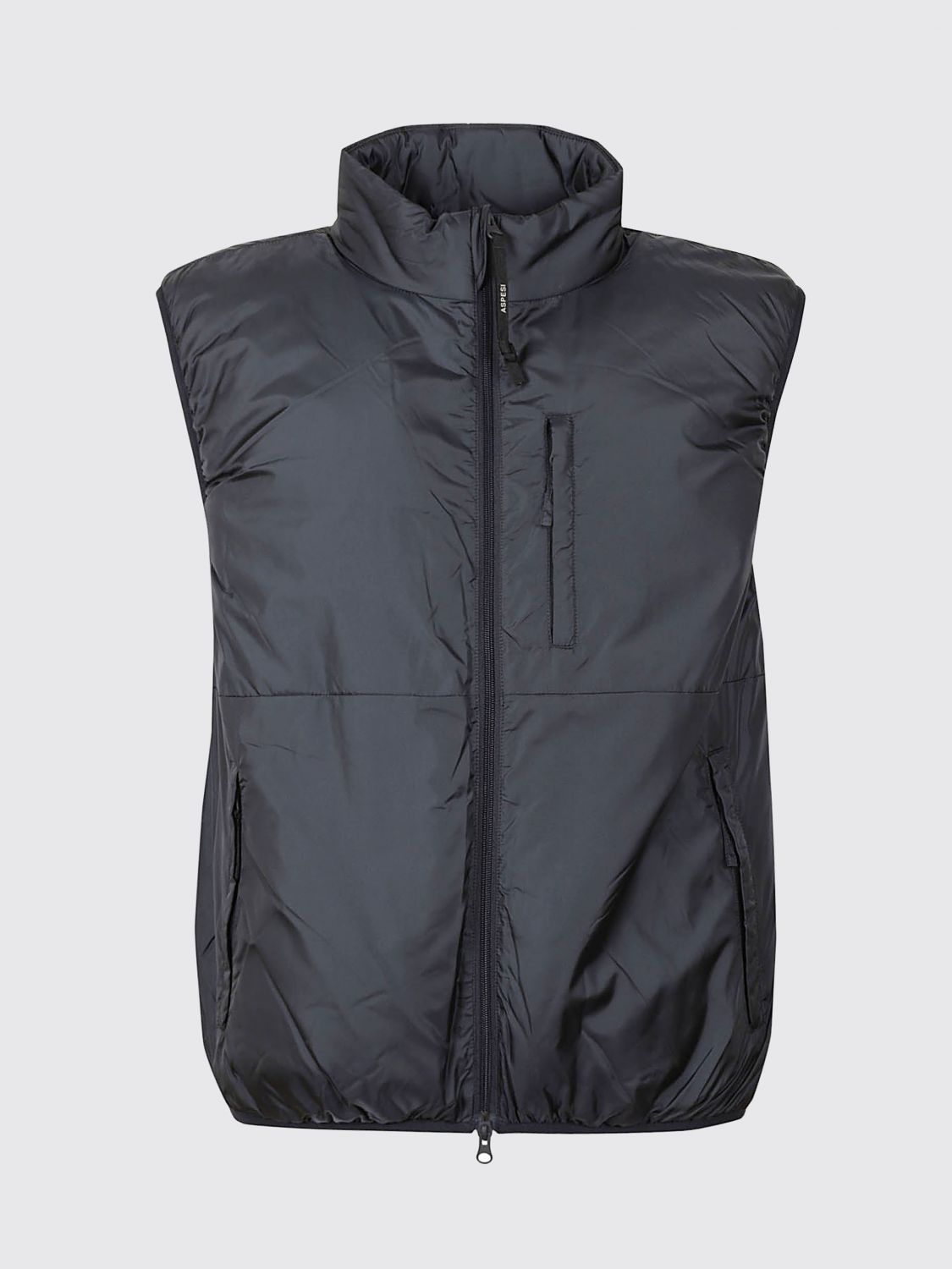 ASPESI SUIT VEST: Padded Technical Nylon Gilet Aspesi with High Neck and Zip Closure, Navy - Img 2