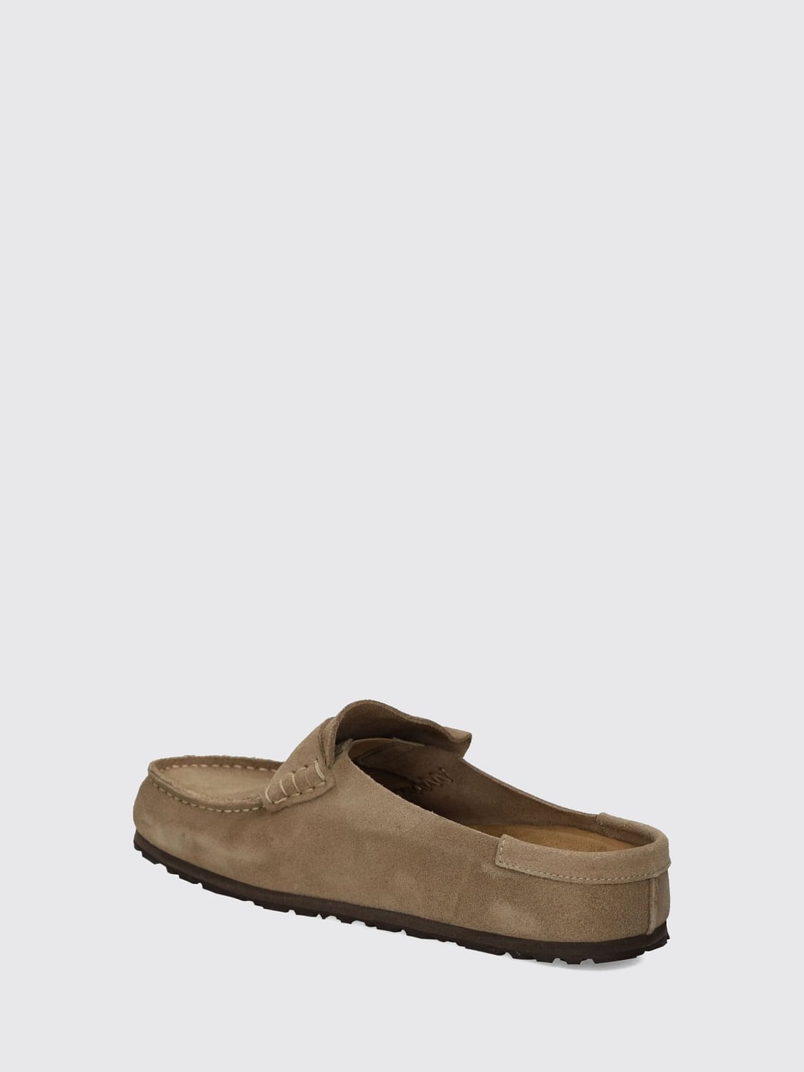 BIRKENSTOCK MOCASSINI: Sabot Naples Birkenstock in pelle scamosciata con logo impresso e suola in EVA, Grigio - Img 3