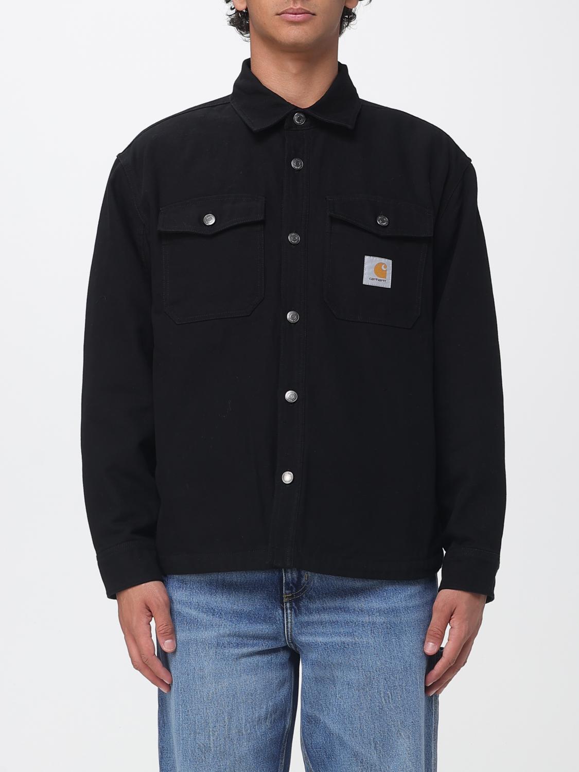 CARHARTT WIP CAMISA: Sobrecamisa Carhartt WIP de algodón con bolsillos de parche y hombros caídos, Negro - Img 1