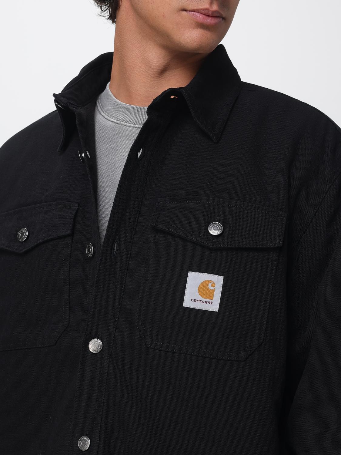 CARHARTT WIP CAMISA: Sobrecamisa Carhartt WIP de algodón con bolsillos de parche y hombros caídos, Negro - Img 4