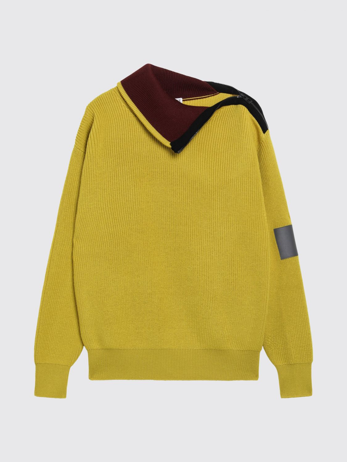 LOEWE PULLOVER: Lockerer Rollkragenpullover Loewe aus Wolle mit Seitenreißverschluss und Patches, Olive - Img 2