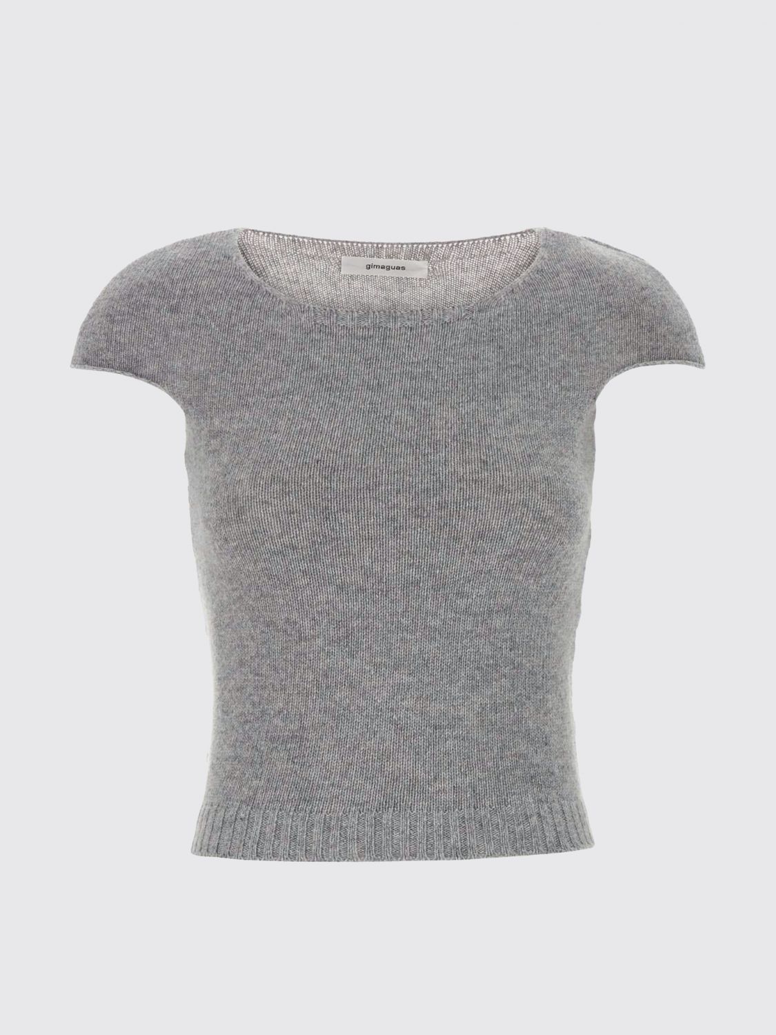 GIMAGUAS MAGLIA: Maglia Gimaguas a maniche corte in misto lana con spalle scese, Grigio - Img 2