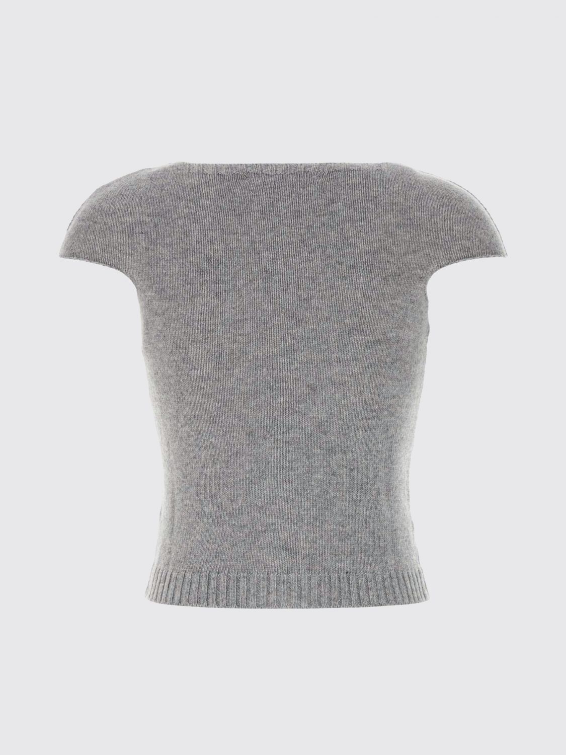 GIMAGUAS MAGLIA: Maglia Gimaguas a maniche corte in misto lana con spalle scese, Grigio - Img 3
