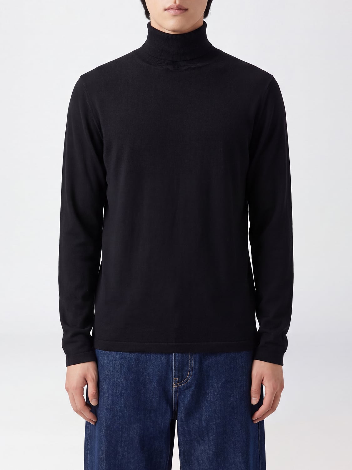 THOM KROM MAGLIA: Maglia dolcevita Thom Krom in viscosa con finiture a costine, Nero 1 - Img 1