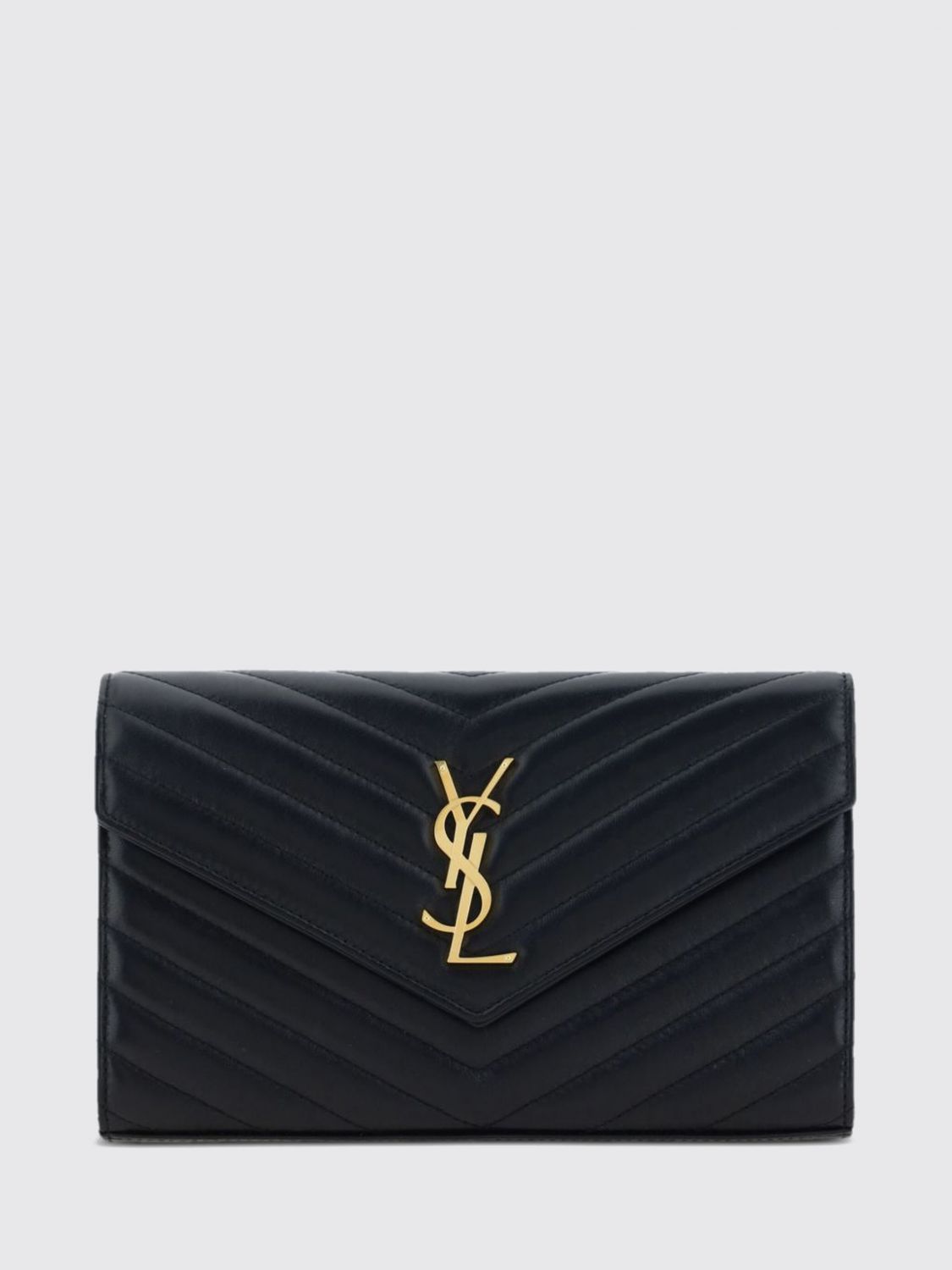 SAINT LAURENT MINITASCHE: Cassandre Umschlagtasche SAINT LAURENT aus Chevron-Matelassé-Leder mit YSL-Logo, Schwarz - Img 1