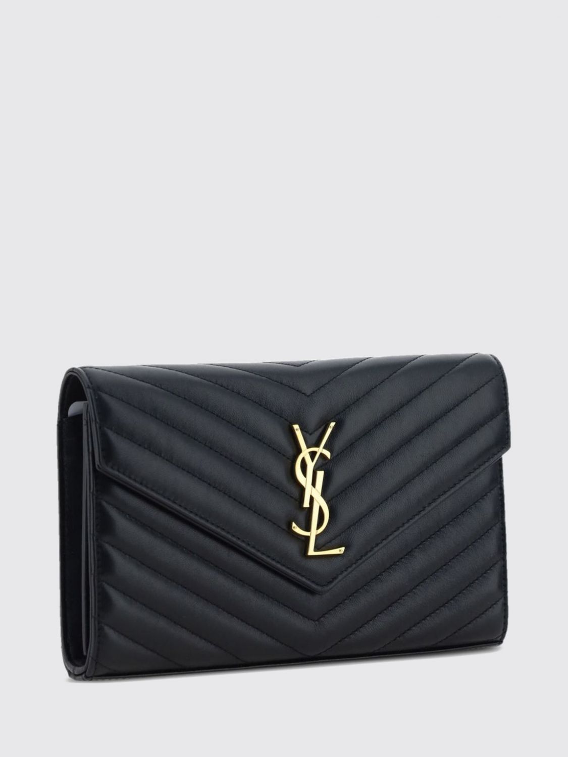 SAINT LAURENT MINITASCHE: Cassandre Umschlagtasche SAINT LAURENT aus Chevron-Matelassé-Leder mit YSL-Logo, Schwarz - Img 3