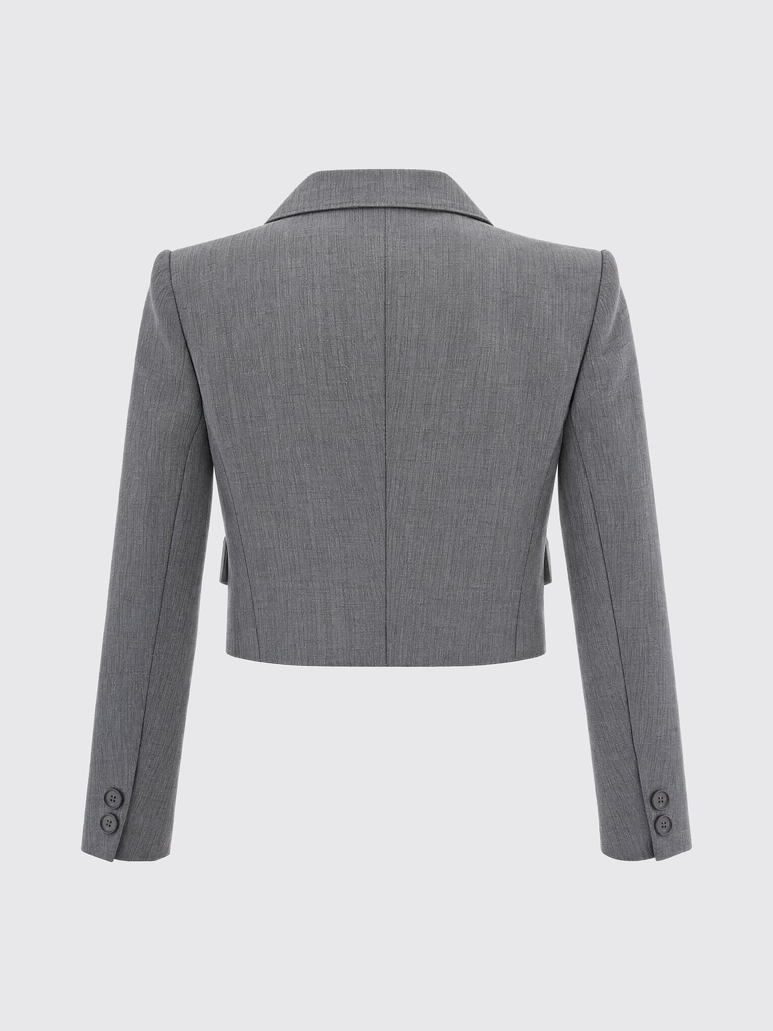 ELISABETTA FRANCHI JACKE: Cropped Einreiher-Blazer Elisabetta Franchi aus Schurwolle mit steigendem Revers, Grau - Img 3