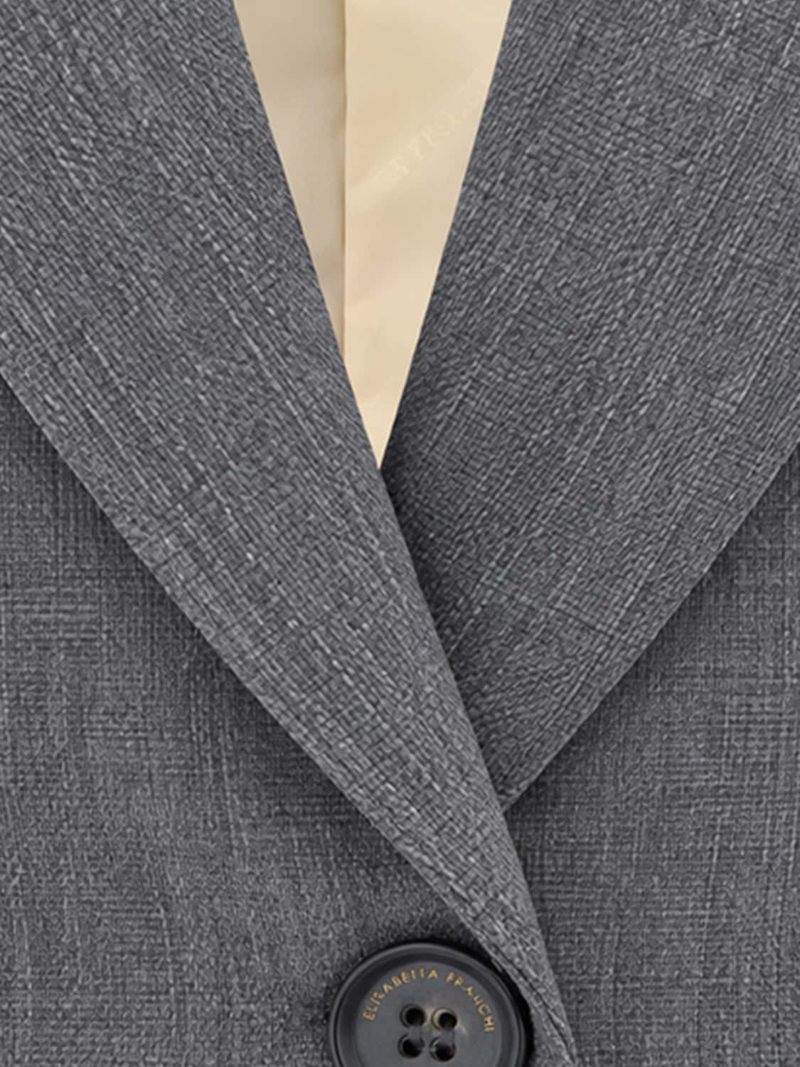 ELISABETTA FRANCHI JACKE: Cropped Einreiher-Blazer Elisabetta Franchi aus Schurwolle mit steigendem Revers, Grau - Img 4