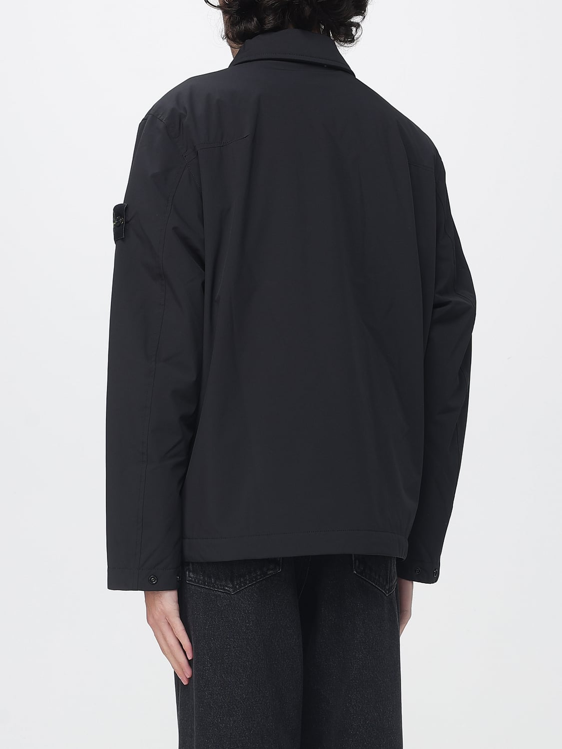 STONE ISLAND JACKET: Stone Island Softshell Windbreaker Shirt Jacket with Compass Logo, Black - Img 2