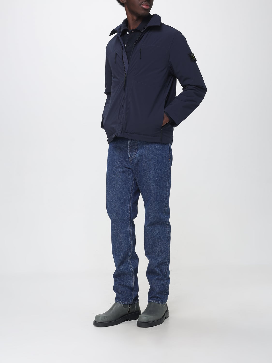 STONE ISLAND JACKET: Stone Island Softshell Windbreaker Shirt Jacket with Compass Logo, Navy - Img 2