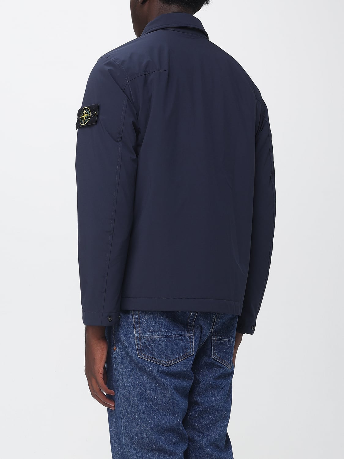 STONE ISLAND JACKET: Stone Island Softshell Windbreaker Shirt Jacket with Compass Logo, Navy - Img 3