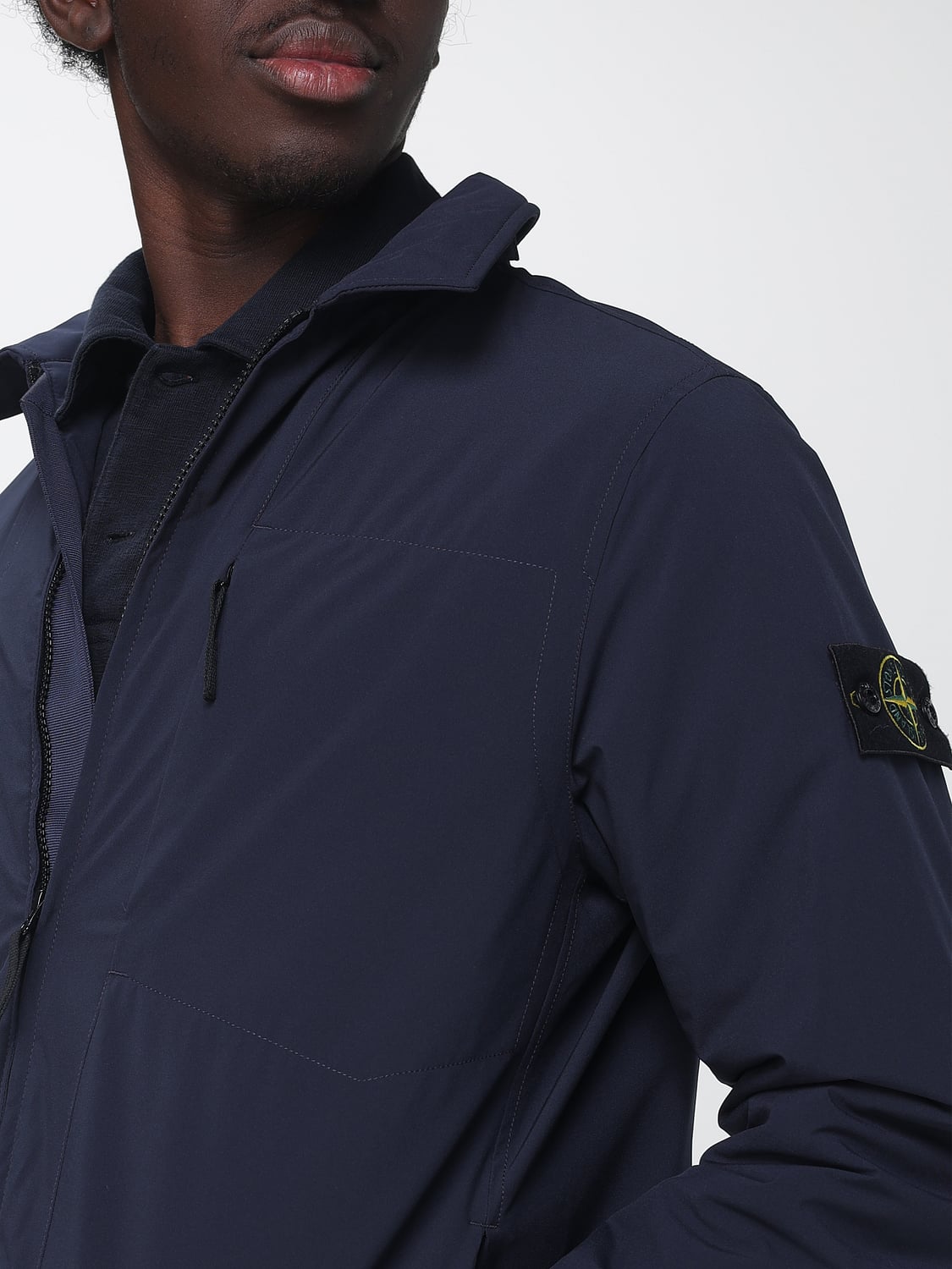 STONE ISLAND JACKET: Stone Island Softshell Windbreaker Shirt Jacket with Compass Logo, Navy - Img 5