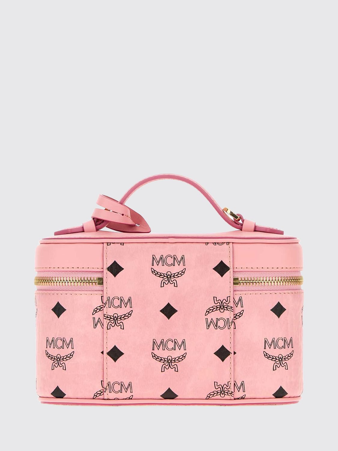 MCM MINI SAC: Mini sac bandoulière Mcm en coton enduit à imprimé logo Visetos, Rose - Img 2