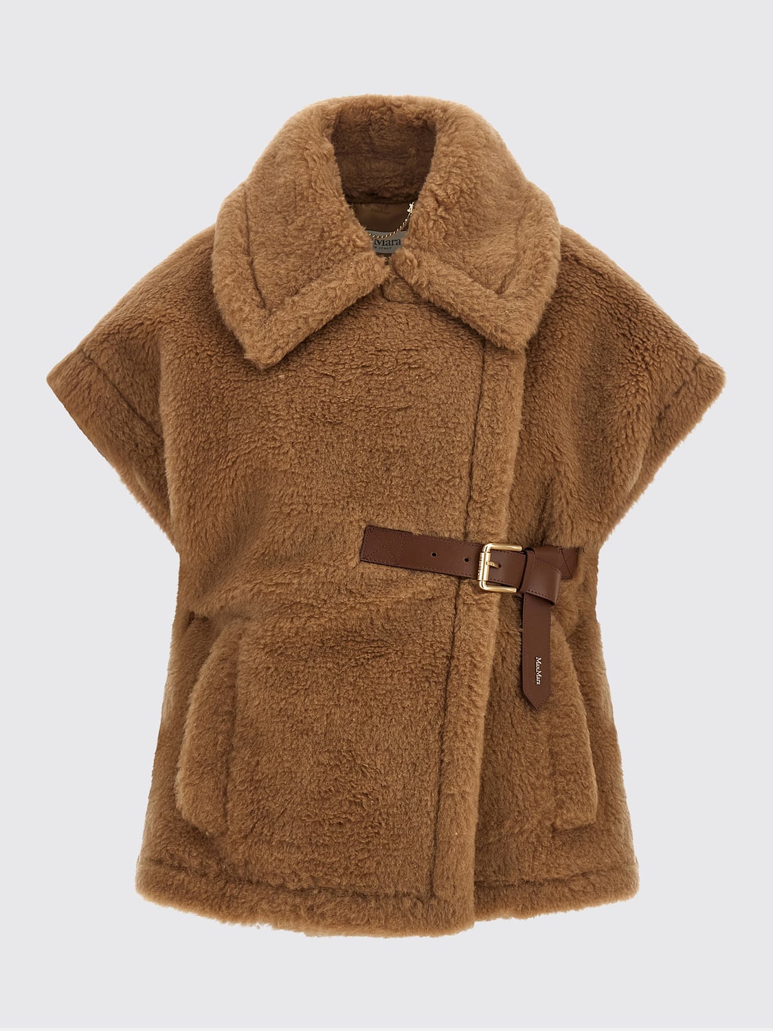 MAX MARA FUR COAT: Max Mara Short Fur Gilet with Lapel Collar and Asymmetrical Closure, Brown - Img 2