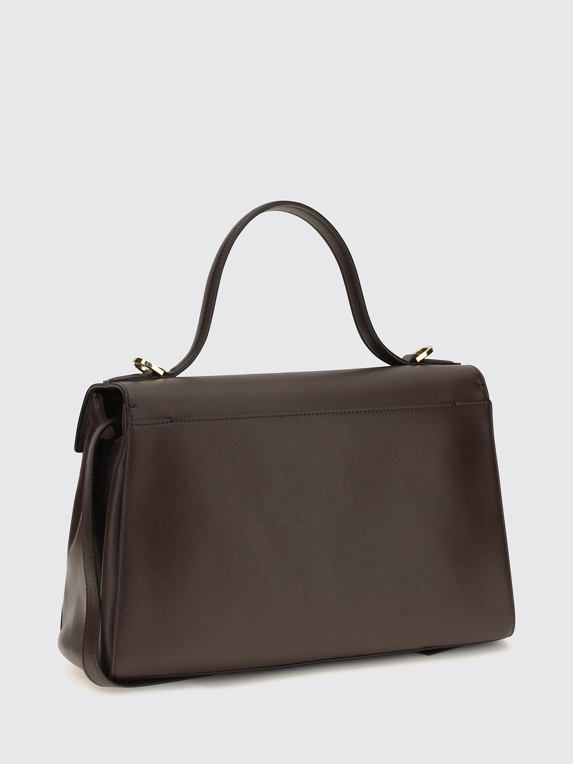SAVETTE HANDBAG: Symmetry Handbag Savette in Smooth Calfskin with Removable Shoulder Strap, Coffee - Img 2