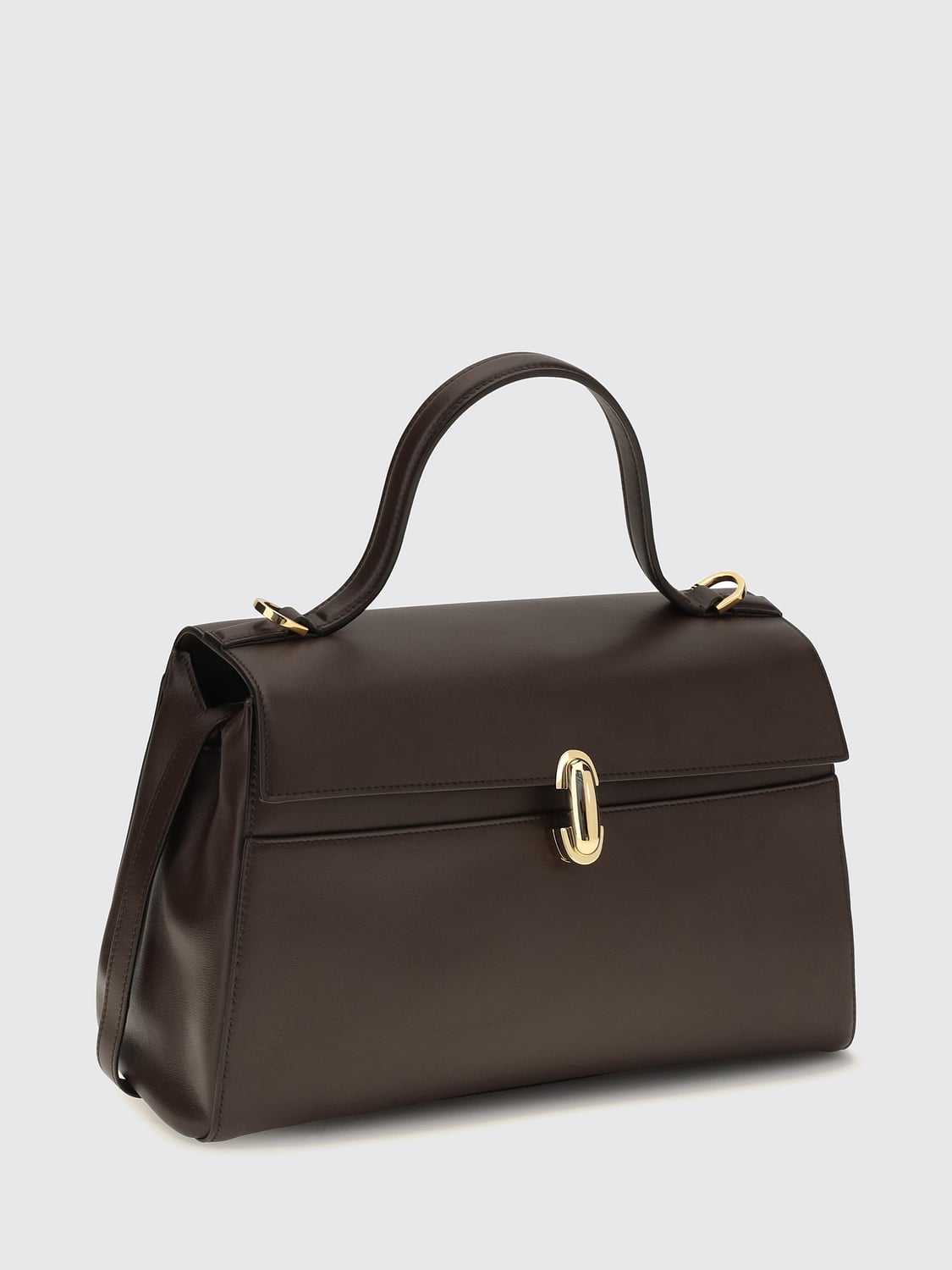 SAVETTE HANDBAG: Symmetry Handbag Savette in Smooth Calfskin with Removable Shoulder Strap, Coffee - Img 3