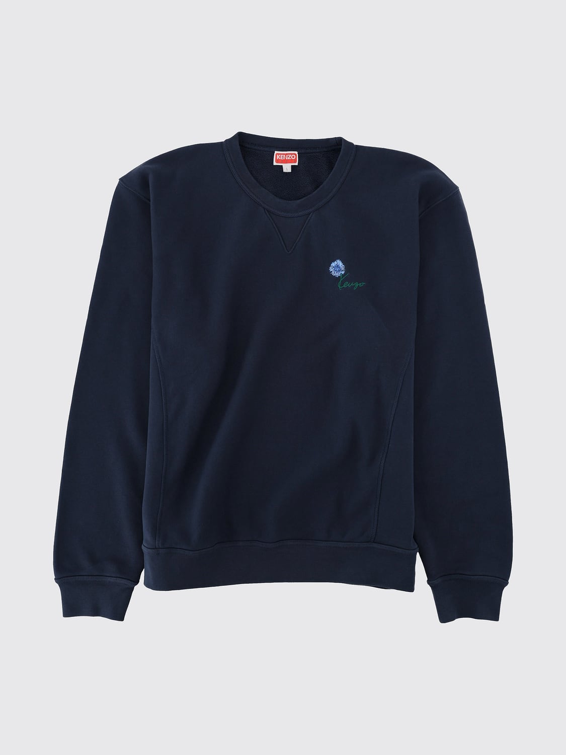 KENZO 卫衣: KENZO 棉质圆领运动衫，胸前饰有撞色刺绣徽标, 蓝色 - Img 2
