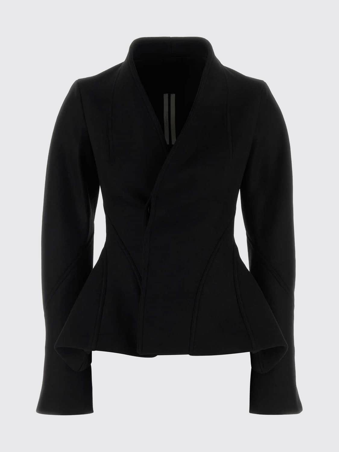 RICK OWENS CHAQUETA: Blazer de botonadura sencilla Rick Owens de lana con cuello chal y cierre oculto, Negro - Img 2