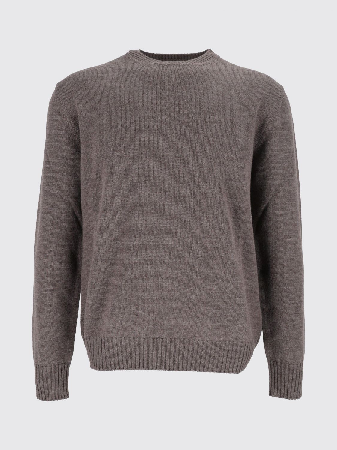 BALLANTYNE SWEATER: Ballantyne Crew-Neck Merino Wool Jumper with Ribbed Trims, Brown - Img 2