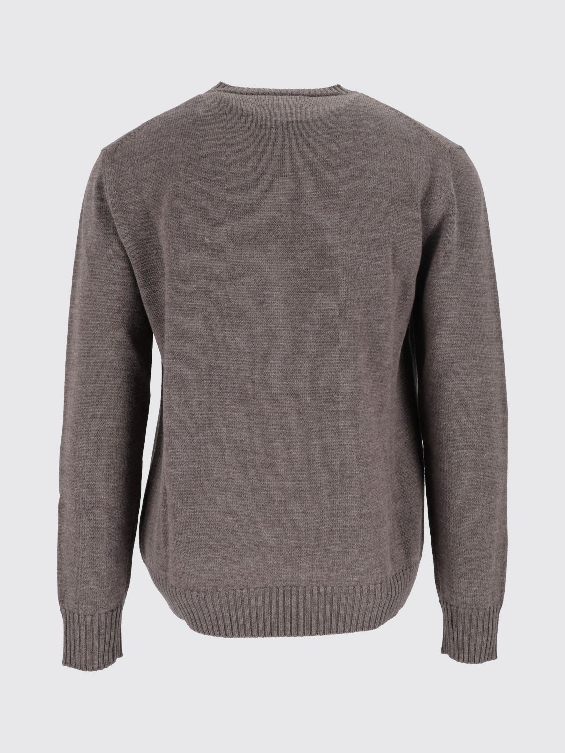 BALLANTYNE SWEATER: Ballantyne Crew-Neck Merino Wool Jumper with Ribbed Trims, Brown - Img 3